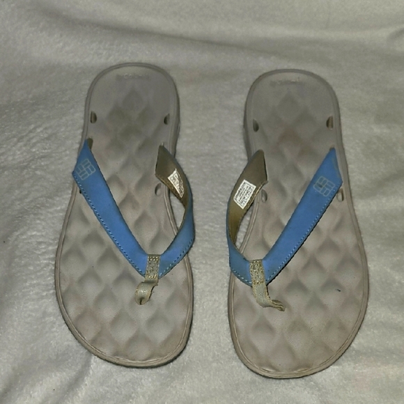 Columbia Womens Suntech Vent T PFG Active Omni-Grip Thong Sandals Light Blue 10 - Picture 1 of 11